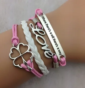 1 шт. где есть будет способ кулон на шнурок браслет четырехлистный -дружеский