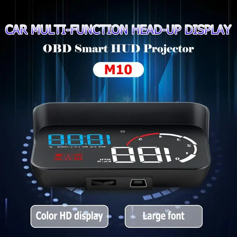 VODOOL M10 автомобильный HUD Дисплей OBD II OBD2 выше скорости Предупреждение напряжения системы безопасности лобовое стекло скорость часы-проектор