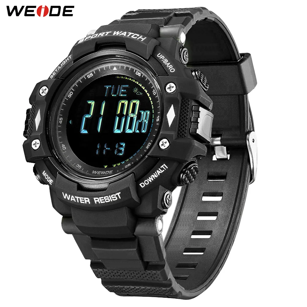 WEIDE Sports Military Fashion 50 Bar Water Resistant Electronic Digital Clock Alarm Back Light PU Strap Black Wrist Watch Hour | Наручные