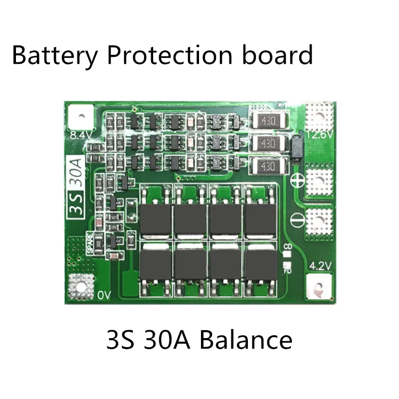3S 30A BMS плата баланса тока 11 1 В 12 6 в 18650 литиевая батарея Защитная с equalization привод