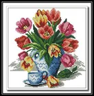 Вышивка крестиком, наборы для вышивания, 14CT, 16CT, 18CT, сине-белая фарфоровая ваза