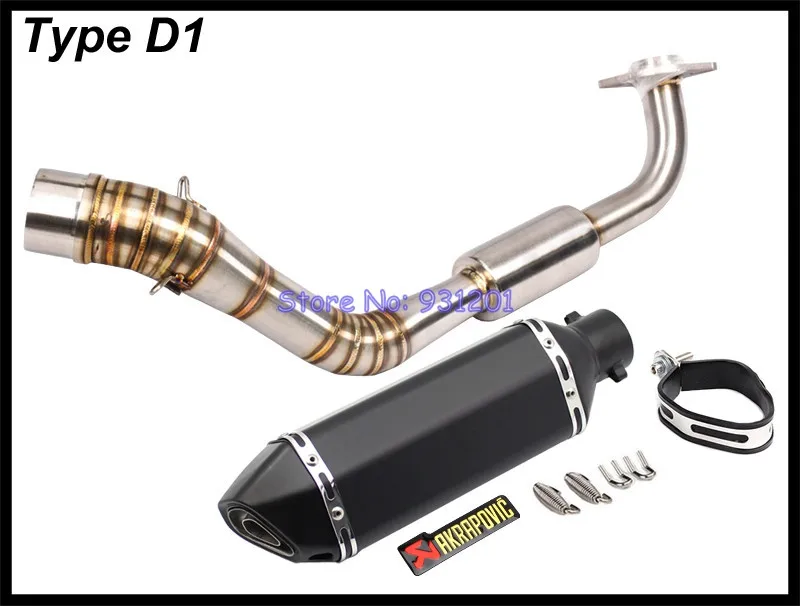 Мотоцикл слипоны для Yamaha NVX 155 125 AEROX155 NVX155 полная выхлопная система Akrapovic Подключение трубы Hearder с глушителем - Цвет: Type D1