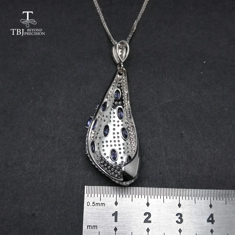 TBJ роскошный длинный кулон с 2.6ct натуральным танзанитом драгоценный камень 925