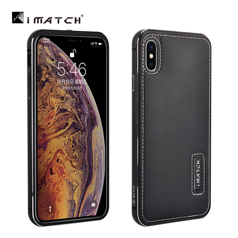 Full Black Металлический чехол iMatch для iPhone XS MAX, чехол из натуральной кожи для iPhone X XS MAX, Алюминиевый металлический бампер, задняя крышка - Цвет: Full Black
