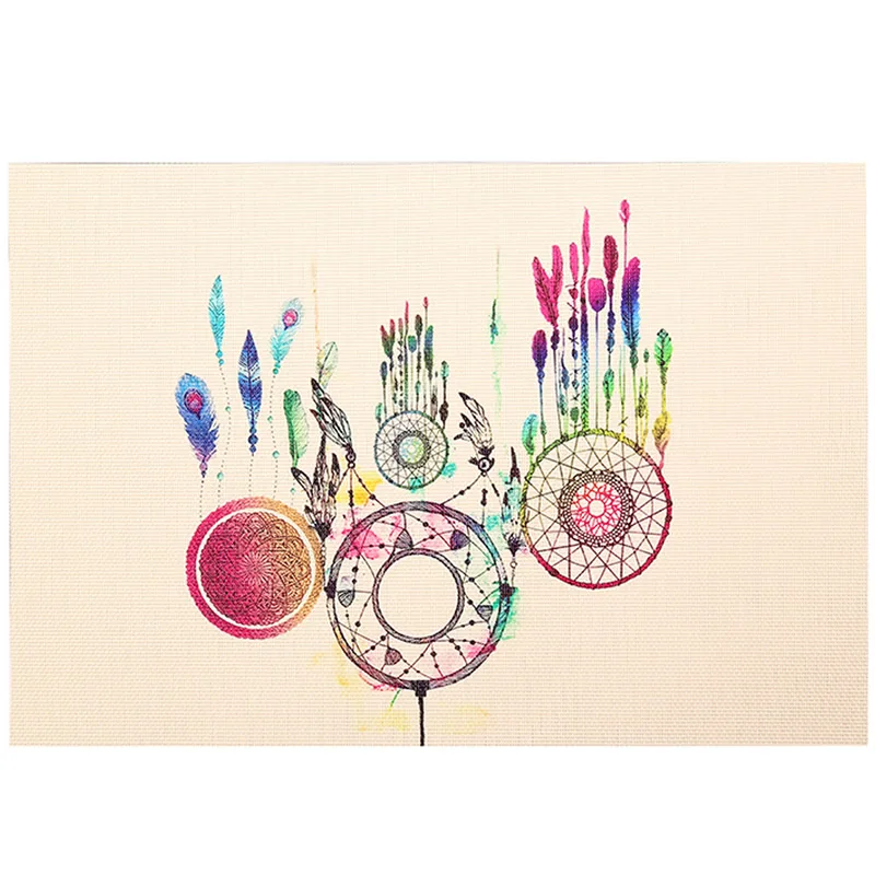 Dreamcatcher Placemats Girl Fish PVC Dining Table Mat Disc Pads Bowl Pad Coasters Waterproof Cloth Slip-Resistant | Дом и сад