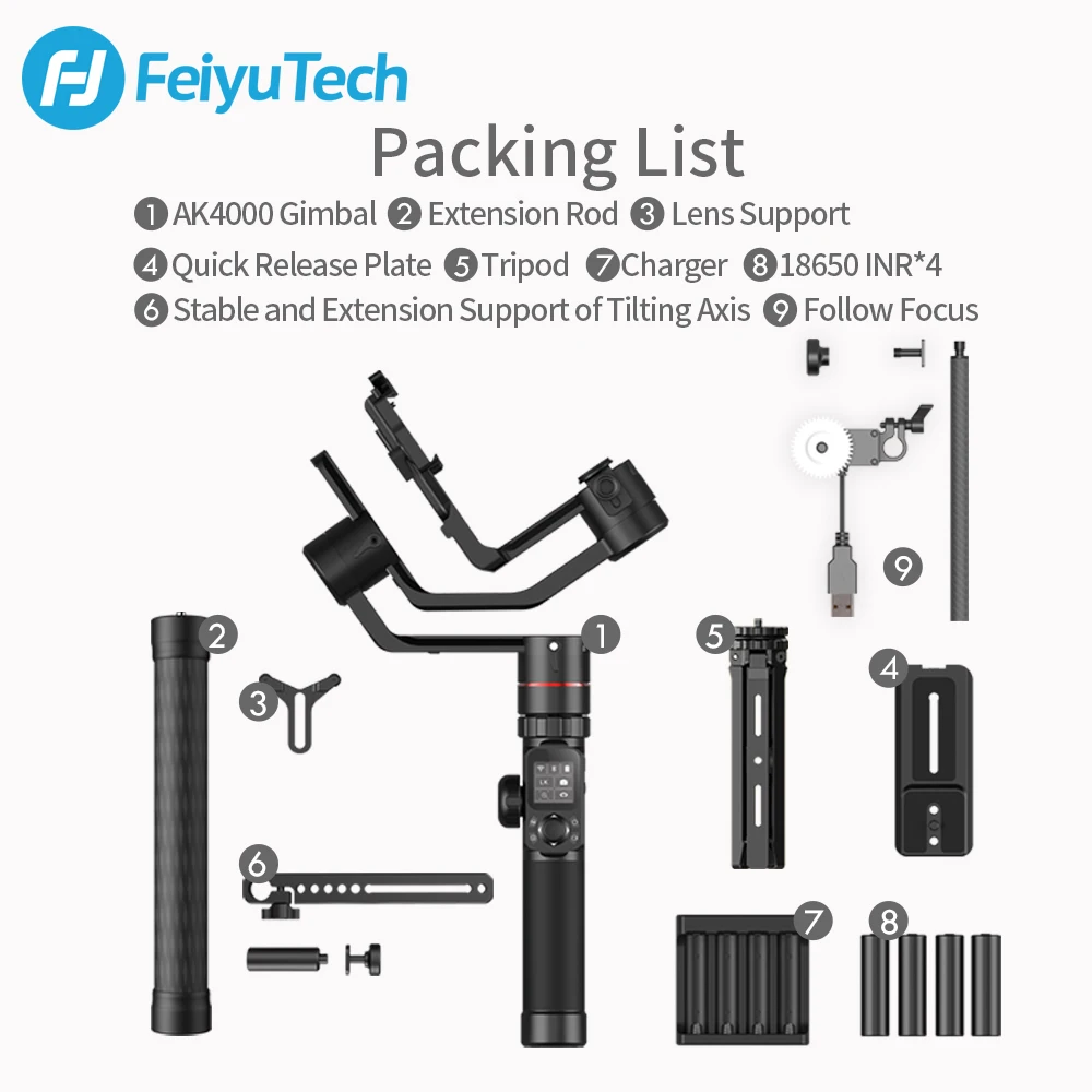 FeiyuTech AK4000 карданный комплект 3 осевой Стабилизатор камеры с контролем фокуса для