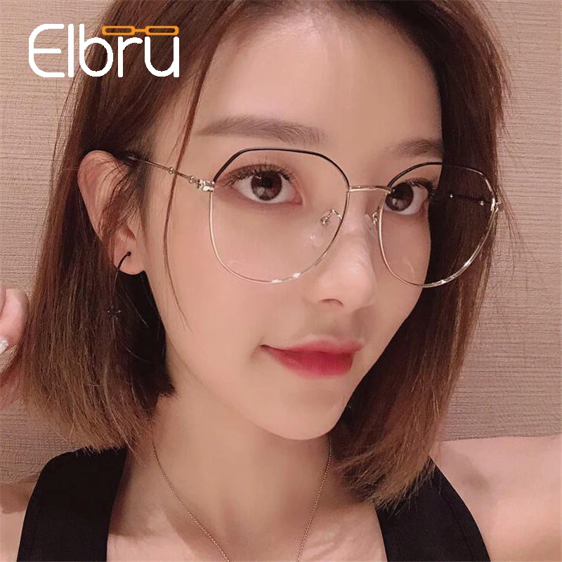 Elbru Модные оптические очки для близорукости готовые винтажные в металлической