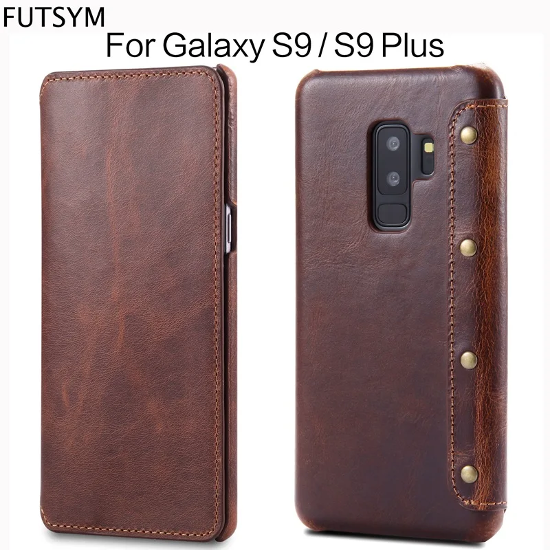 Роскошные Бизнес Стиль Чехол-бумажник из натуральной кожи для samsung Galaxy S9 плюс