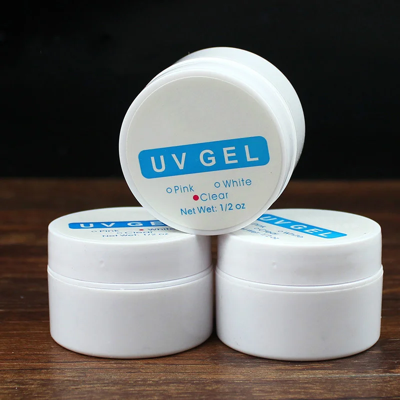 Розовый прозрачный белый УФ гель для ногтей Дизайн из строительного акрила + 15 шт.