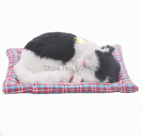 

free shipping birthday gift handmade sleeping animal cat toy with miaow for gift and decoration