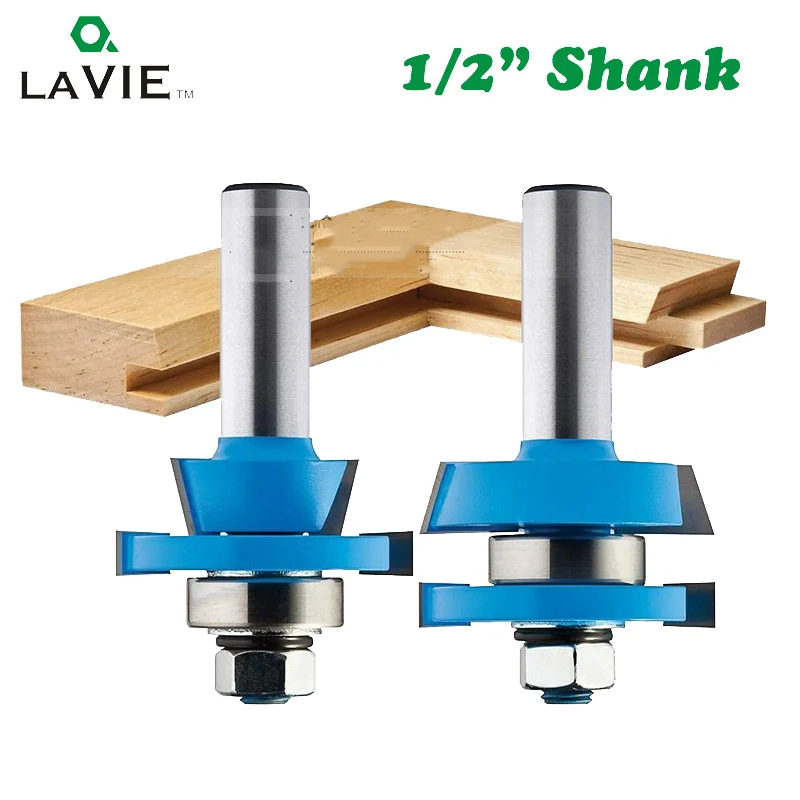 

LA VIE 3pcs 12mm 1/2 Shank Rail Stile Router Bit Set Door Woodworking Cutter Mortise and Tenon Cutter Woodworking Tools MC03054