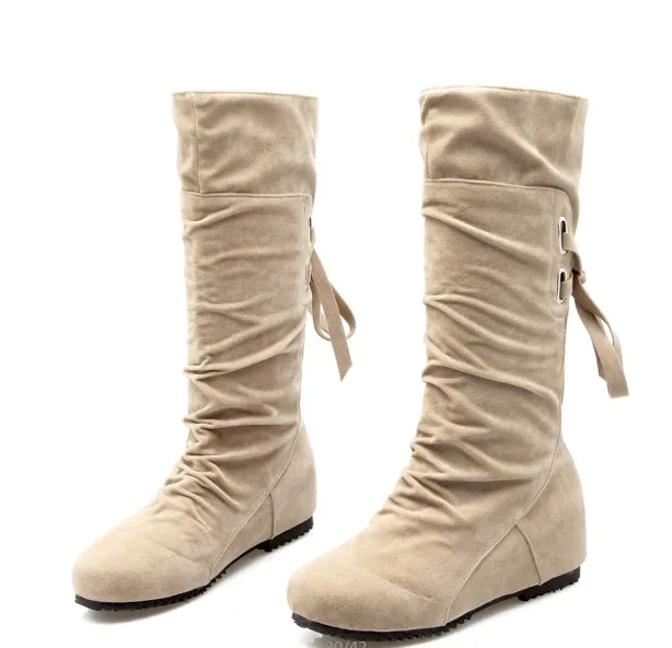 Большие размеры 34-52; стильные женские ботфорты до бедра; femininas; botas masculina zapatos mujer chaussure femme; 506 - Цвет: Бежевый