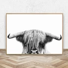 Highland животные корова Художественная печать детский Декор стены, ферма животные крупный рогатого скота фотография бык холст живопись Настенная картина