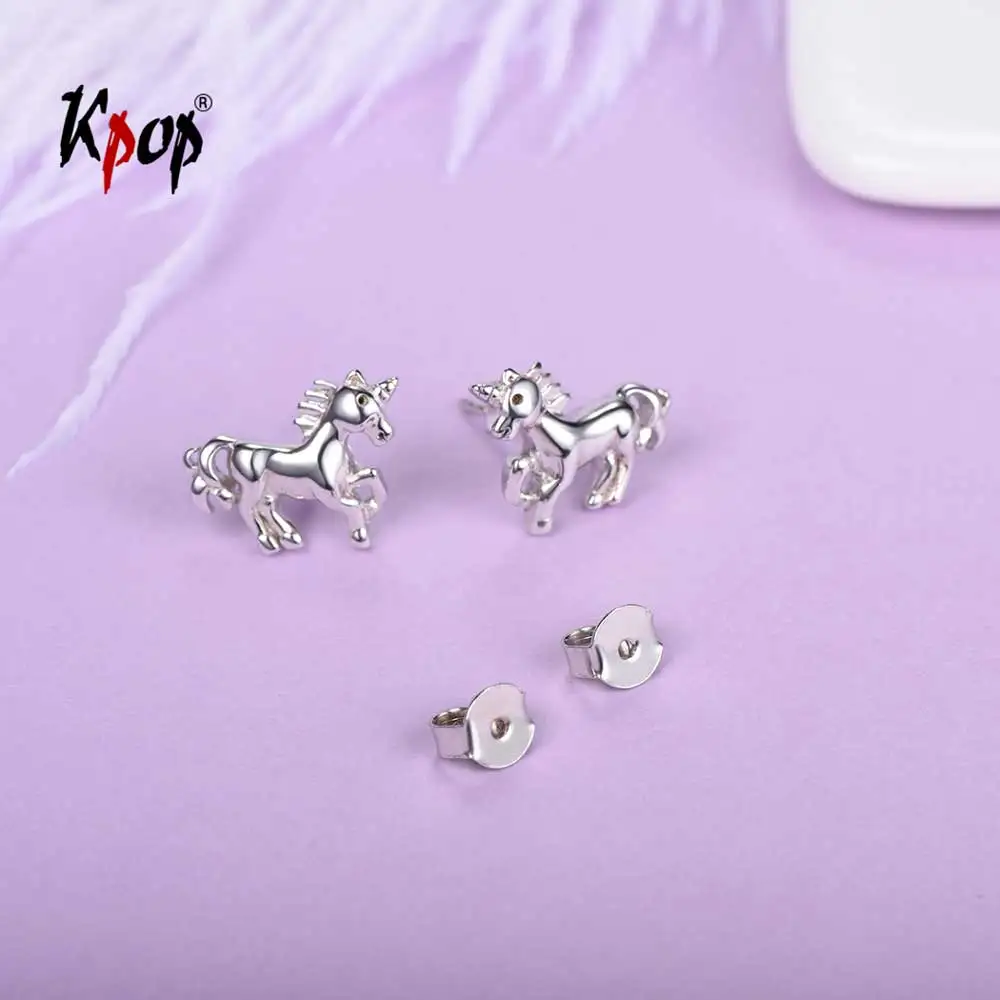 Kpop серьги в виде единорогов минималистичные ювелирные изделия подлинные