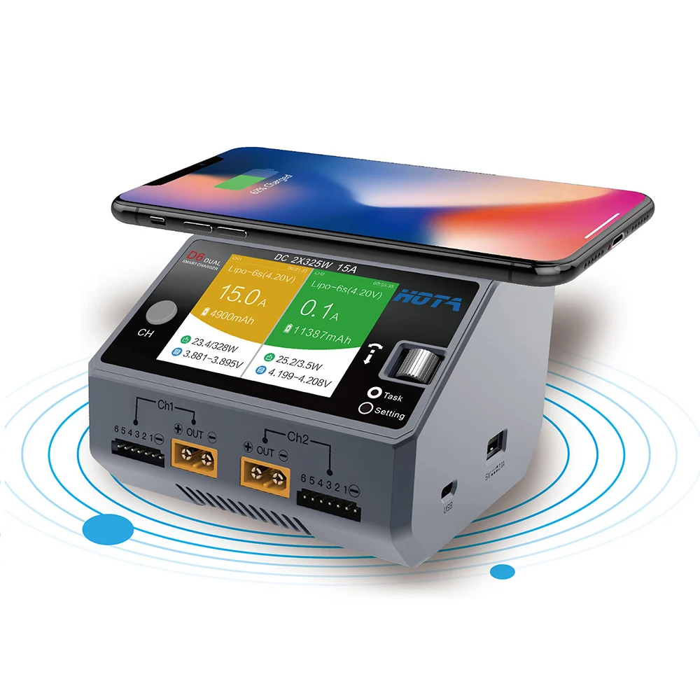 HOTA D6 двойное умное зарядное устройство AC200W DC650W 15A для Lipo LiIon NiMH батареи с iPhone Samsung