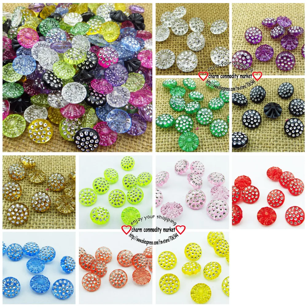 

100PCS 13MM Acrylic Rhinestone Buttons Coat boots Sewing Clothes Accessories Sweater Pearl Button R-080-11