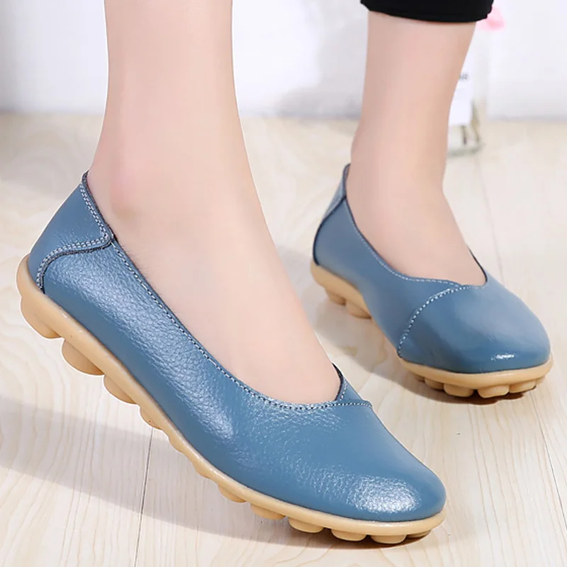 Plus size 11/12 ladies slip on loafers shoes woman trendy summer female flats white genuine leather shoes