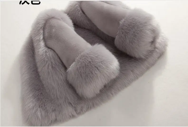 Furry Winter Girls Faux Fur Fleece Coat Warm Jacket Xmas Snowsuit Outerwear Children Kids Clothes Hooded Fake Overcoat F175 | Детская