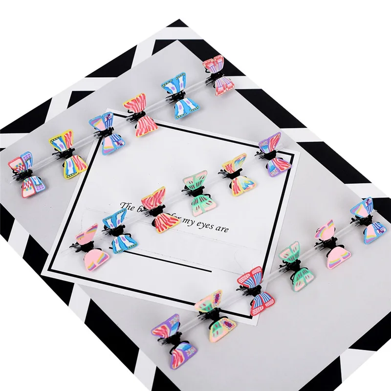 PINKSEE 6 шт смешанных цветов мини бабочка заколки для волос модный головной убор