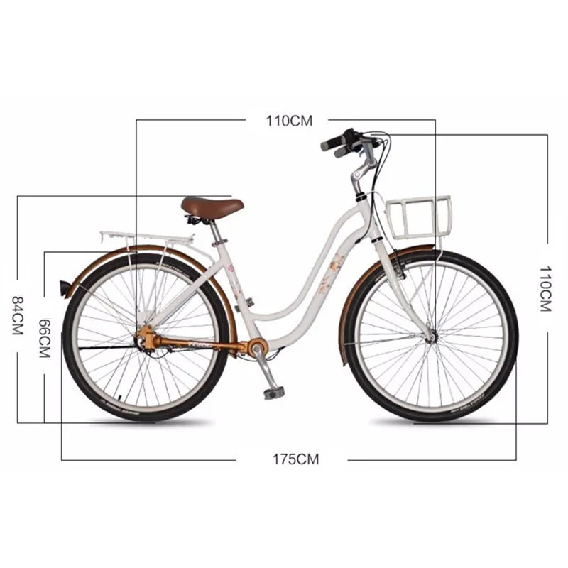 Городской Велосипед Fahrrad для девочек 26-дюймовый Ретро стиль с 3 передачами без
