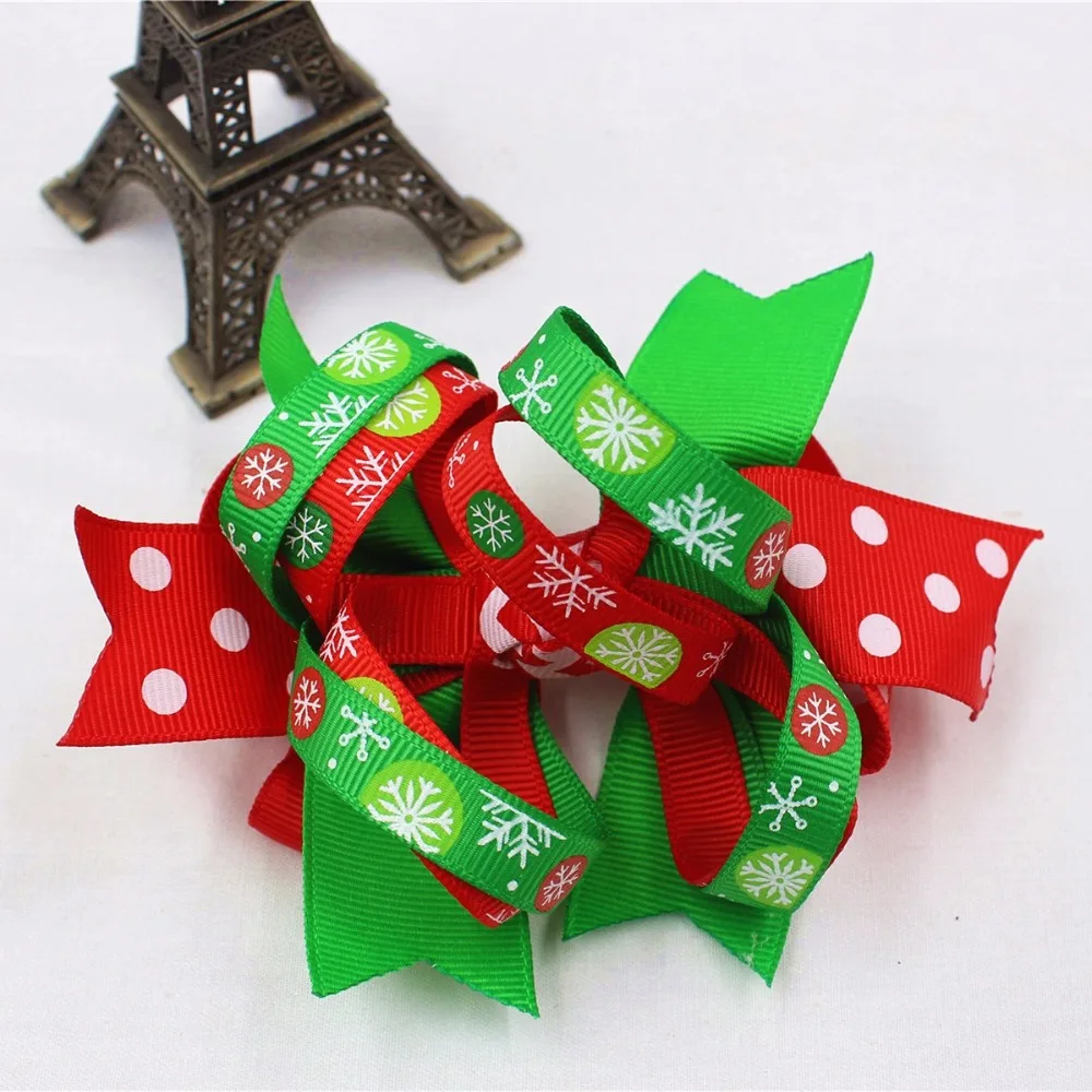 1610584 Рождественская серия банты из корсажной ленты с зажимом Детские для волос