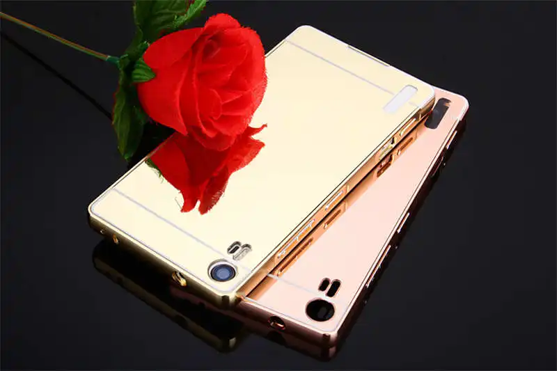 Чехол для Lenovo Vibe Shot Z90 металлическая рамка с зеркальной задней крышкой Жесткий