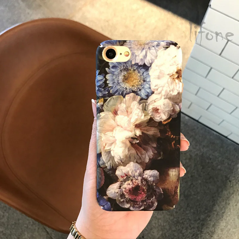 Жесткий чехол из поликарбоната в стиле ретро с цветком камелии для iPhone 7 6 6S Plus