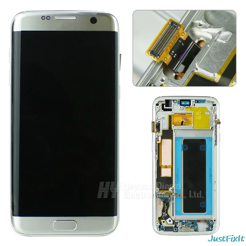 ЖК-дисплей сенсорный экран дигитайзер Рамка для samsung Galaxy S7 Edge G935F G935FD зарядная док-станция кабель кнопка домой с задней чехол