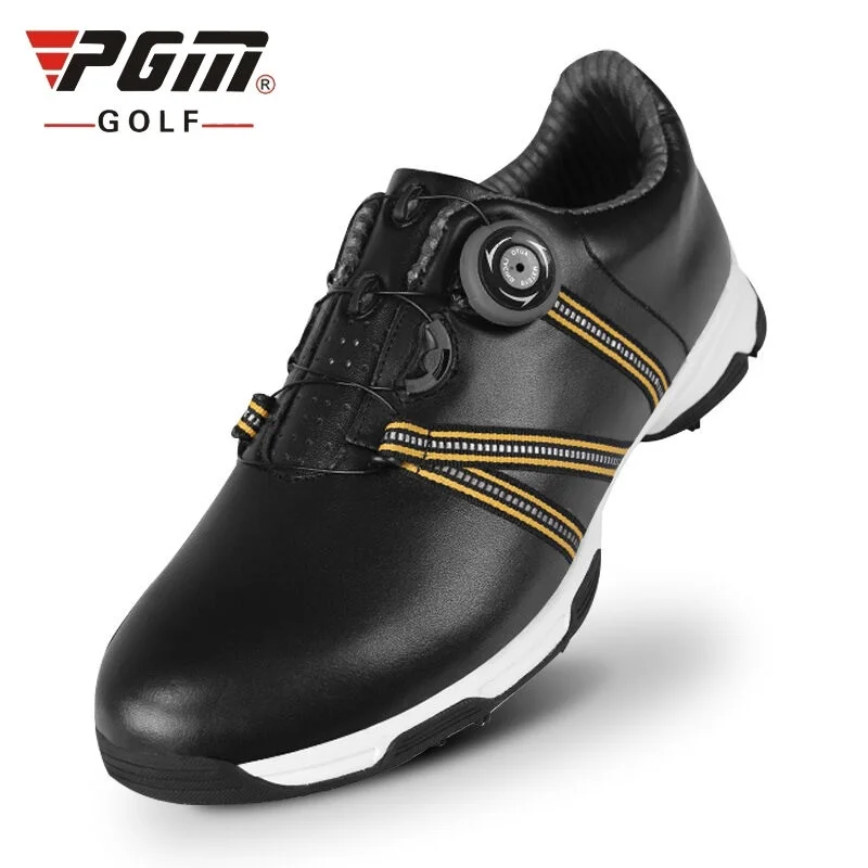 

Men Genuine Leather Golf Shoes Patent Design Waterproof Athletic Golf Shoes Male Rotating Shoeslace Training Shoes AA51041