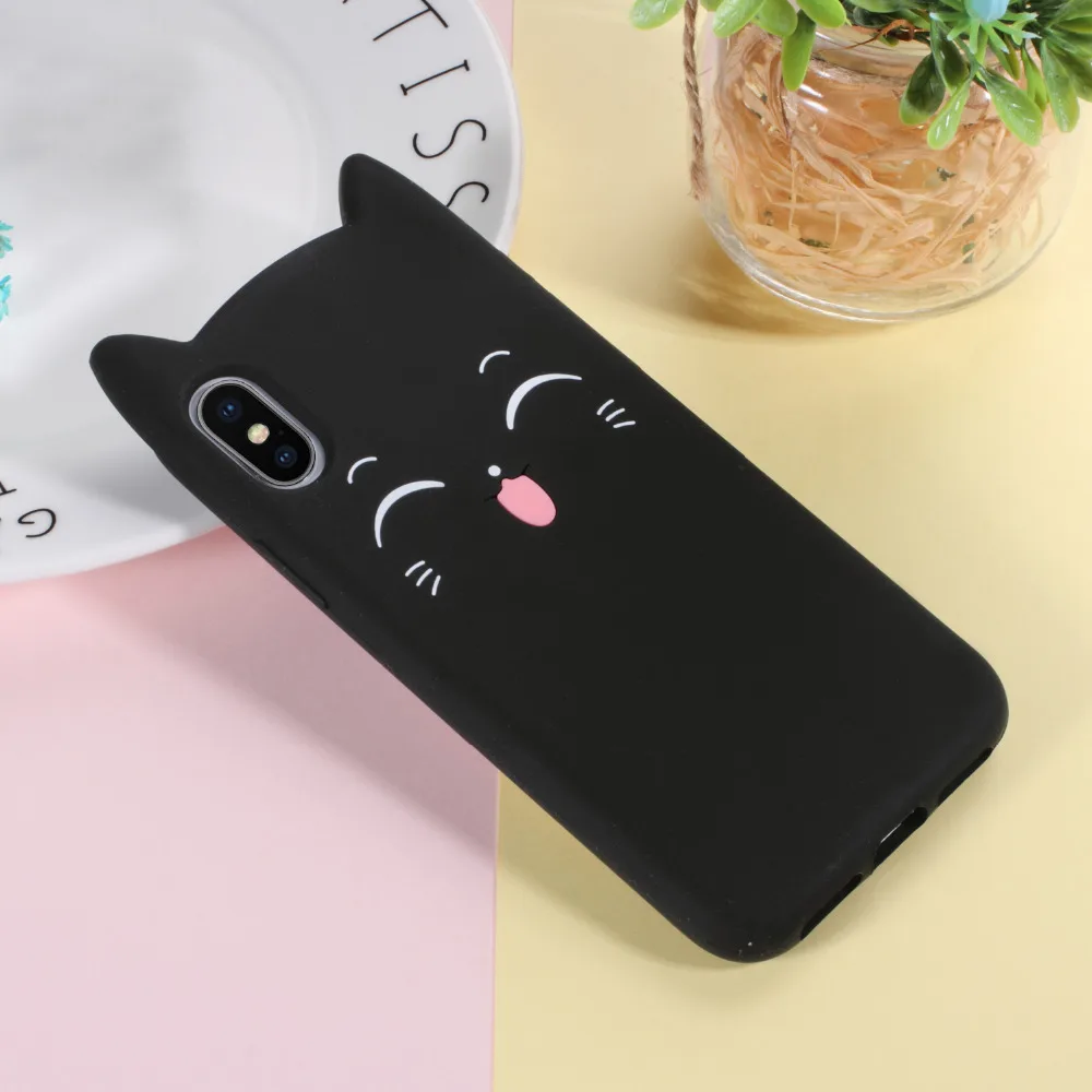 DULCII мягкий чехол для телефона iPhone 6 6S Plus 7 8 X 3D усы Кот силиконовый Коке крышка