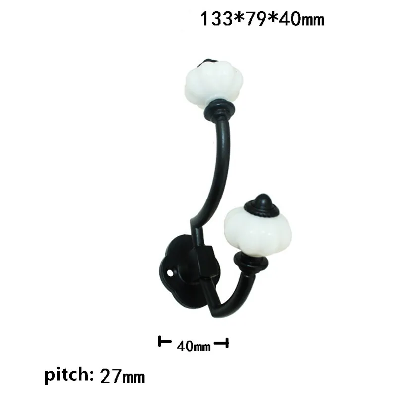 1PC Black Wall Hooks Zinc Alloy With Ceramic For Home Hat Coat Clothes Towel Door Hangers Bathroom Accessories |