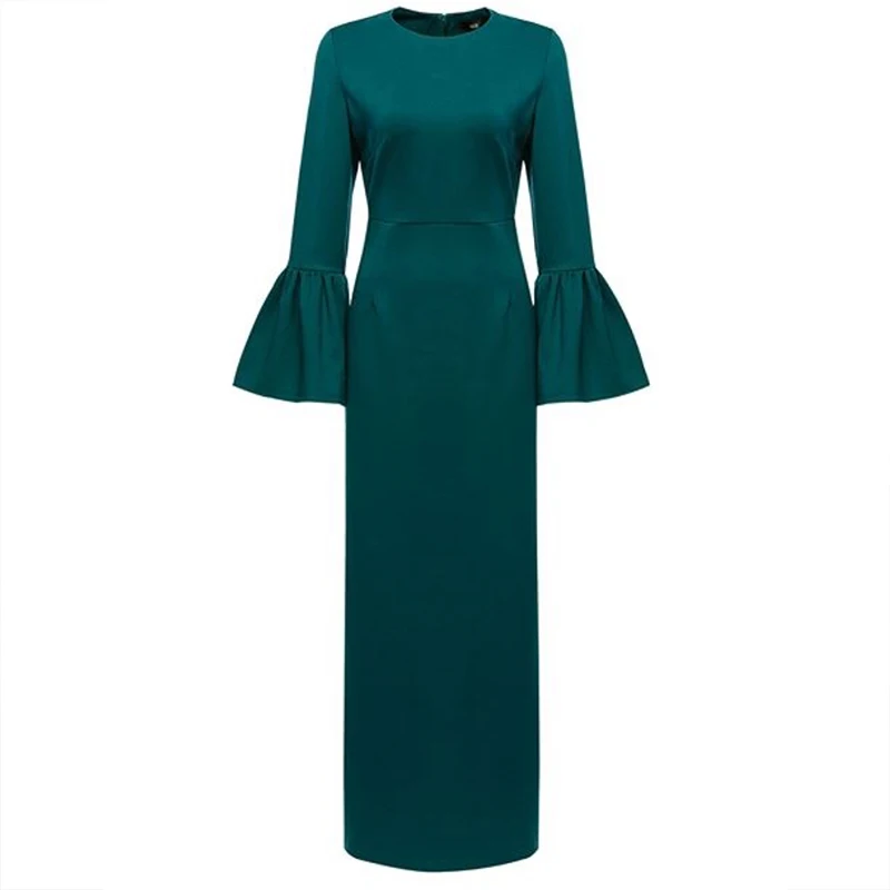 Buytiz ОАЭ мусульманское abaya Макси платье с расклешенными рукавами длинное халаты