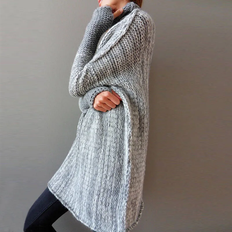 2020 New Style Fashion Women's Winter Clothing Plus Size Long Knitted Sweater Women Thick Warm Turtleneck Sleeve Pullovers | Женская
