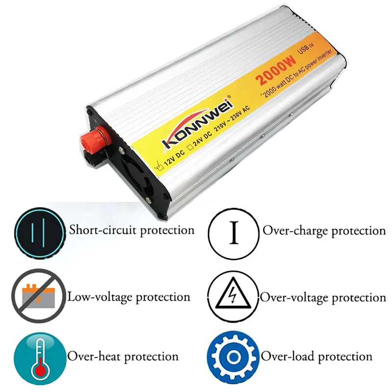 

2020 New 2000W Car Inverter DC 12 V to AC 220 V Power Inverter Charger Transformer Vehicle Power Inverter Power Switch