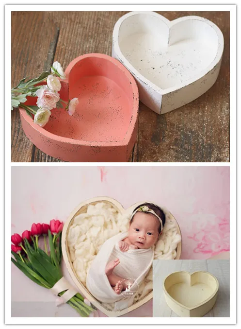 Newborn photography props 100 days baby dream love wooden basin container creative baby photography container children