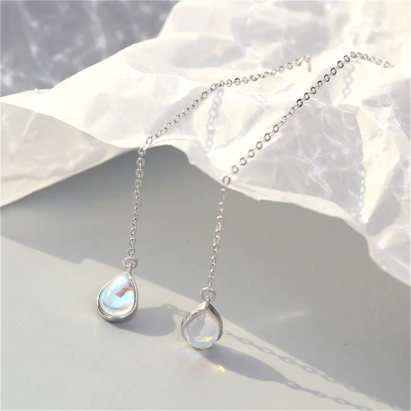 Женские длинные серьги-капельки с натуральным лунным камнем Flyleaf Настоящее