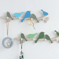 ynaayu 1pc retro style hanger wooden hook birds wall hanger clothes hooks key organization sundries hat holder home storage