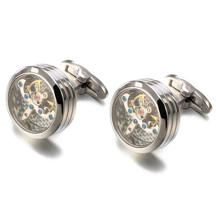 Высокое качество движения запонки с турбийоном для мужские свадебные жениха механические часы стимпанк шестерни Запонки Relojes Gemelos