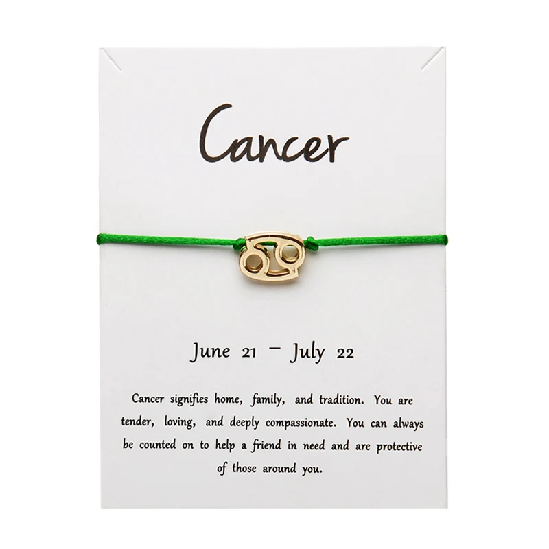 Женский плетеный браслет созвездия зодиака белая и зеленая бижутерия 12