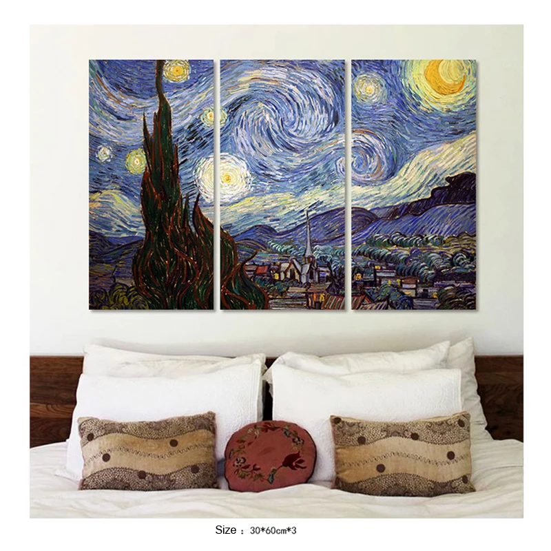 3 шт импрессионизма холст картины Ван Гог Звездная ночь настенные | Дом и сад