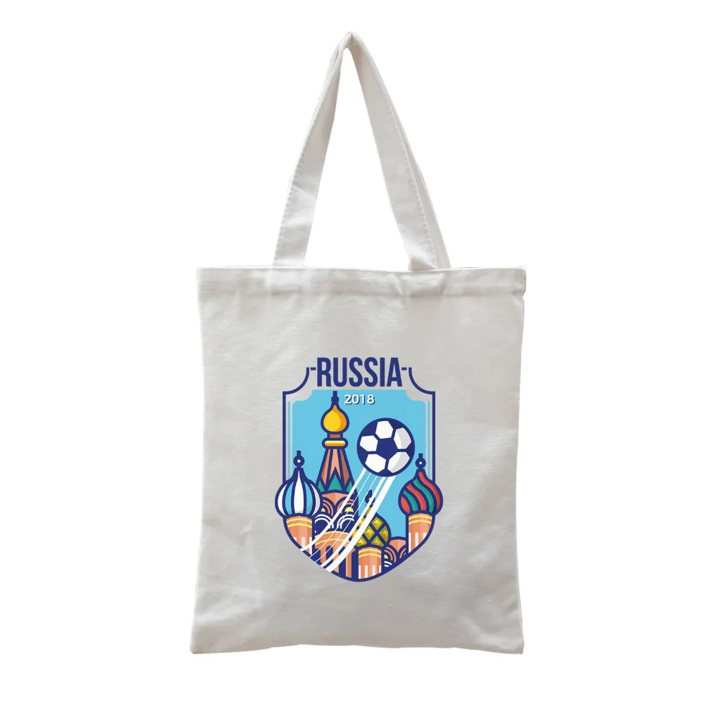 stylish woman 2018 Russia world cup souvenir canvas reusable shopping bag grocery women handbag shoulder | Багаж и сумки