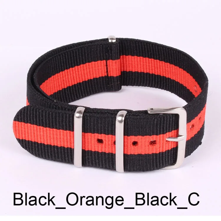 Ремешок для наручных часов нейлоновый браслет с пряжкой 22 мм разные цвета чёрный