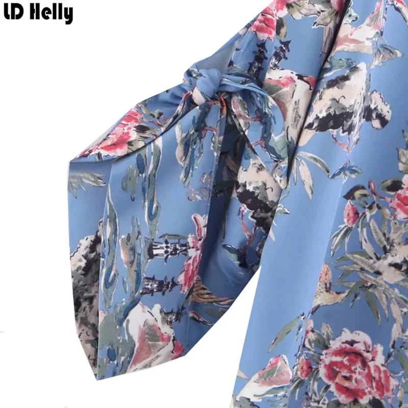 LD Helly New Stylish 2018 Women Floral Print Blouse V-Neck Three Quarter Sleeve Casual Brand Tops Shirts Blusas Camisas Mujer |