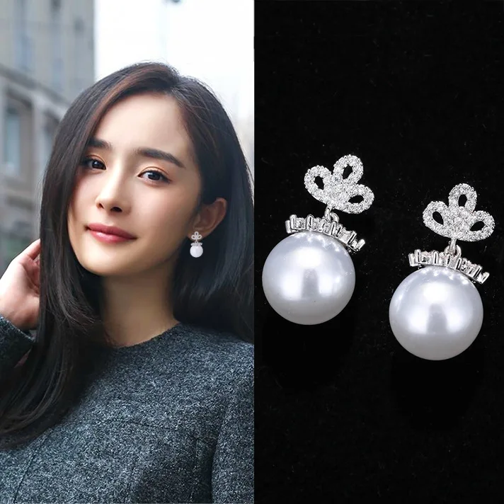 crown pearl cz earrings silver stud Hypoallergenic fadeless alloy fashion jewelry for women gift | Украшения и аксессуары