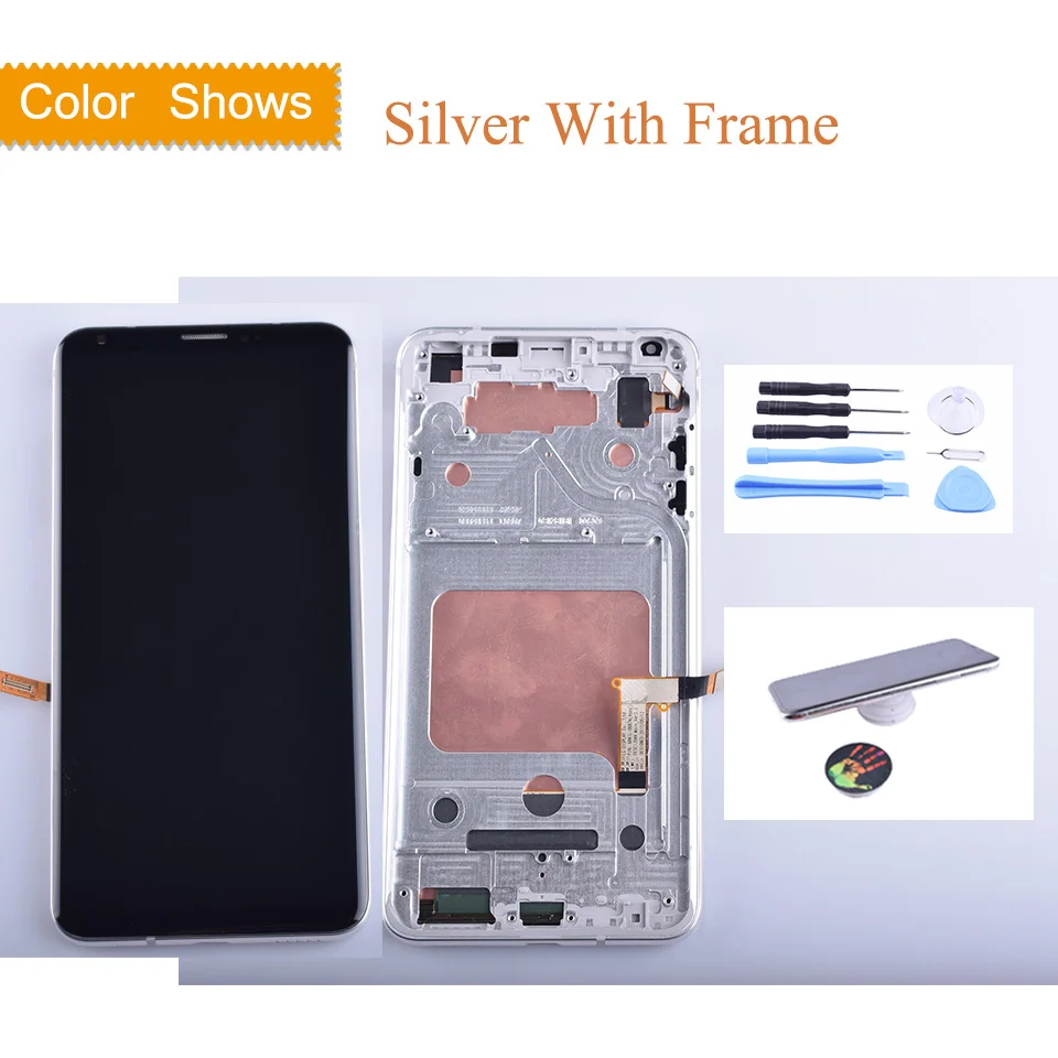 Silver With Frame Для LG V30 lcd H930 H930DS H931 H932 H933 VS996 LS998U US998 ЖК-дисплей монитор Сенсорный экран дигитайзер с рамкой 6,0" - Цвет: Silver With Frame