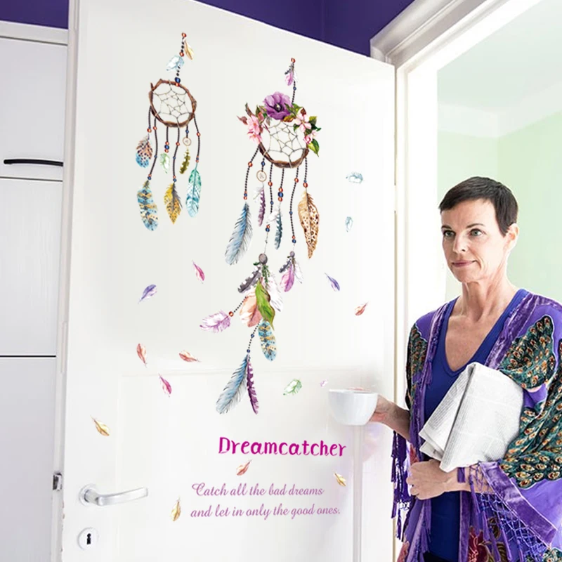 

Fantastic Feathers Dream Catcher Wall Sticker For Bar Office Living Room Bedroom Home Decor Diy Pvc Decal Wall Mural Art