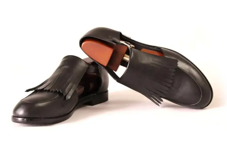 Сандалии гладиаторы мужские из натуральной кожи бычья кожа с бахромой без