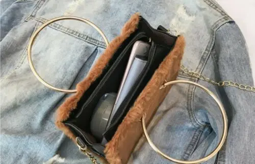 Новый Для женщин сумка из искусственного меха Мини Сумки натуральной кожи для