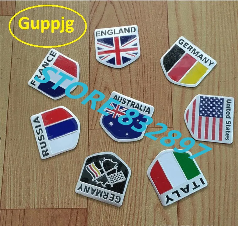 3D Алюминиевый Автомобильный флаг наклейки американская Италия Россия Франция