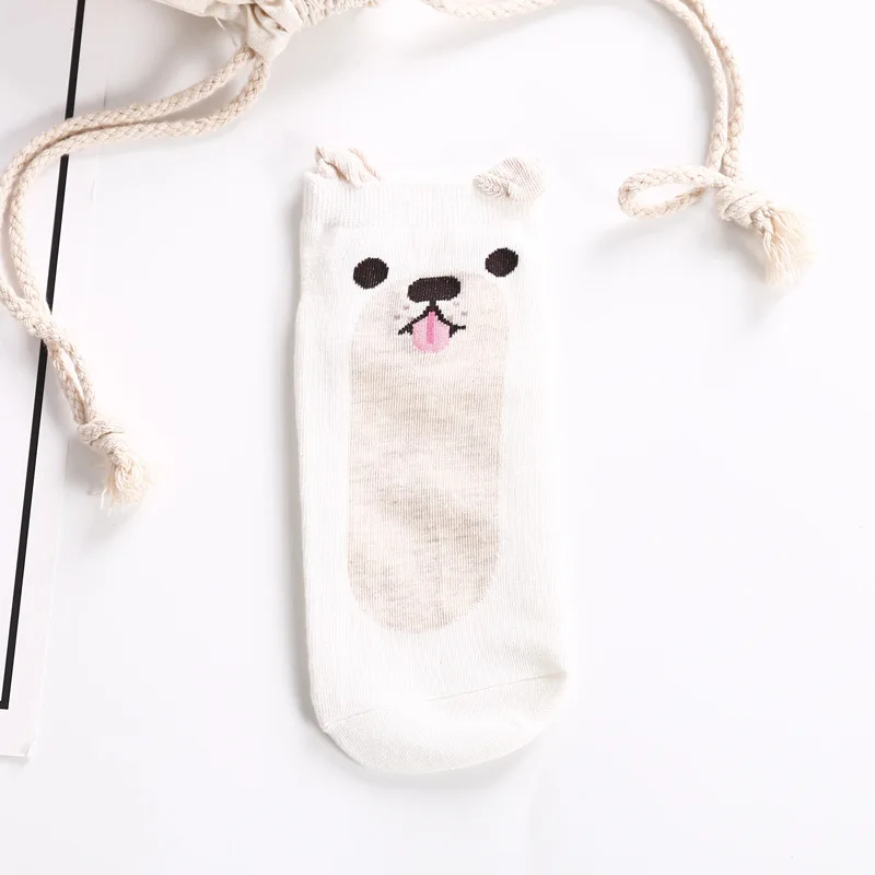 Женские носки с объемными ушками Kawaii Animal хлопковые до щиколотки объемным